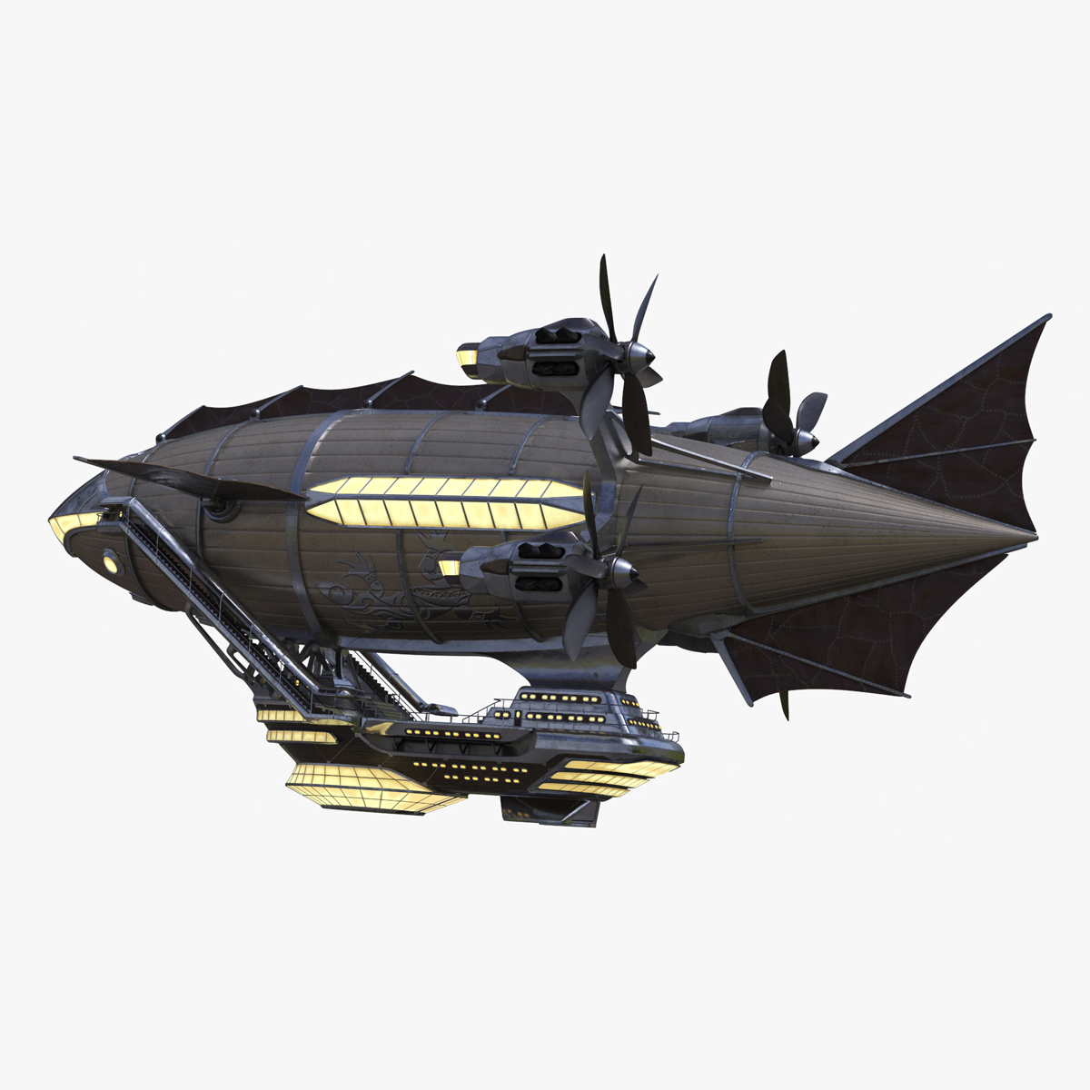 Steampunk Blimp Rigged 3D