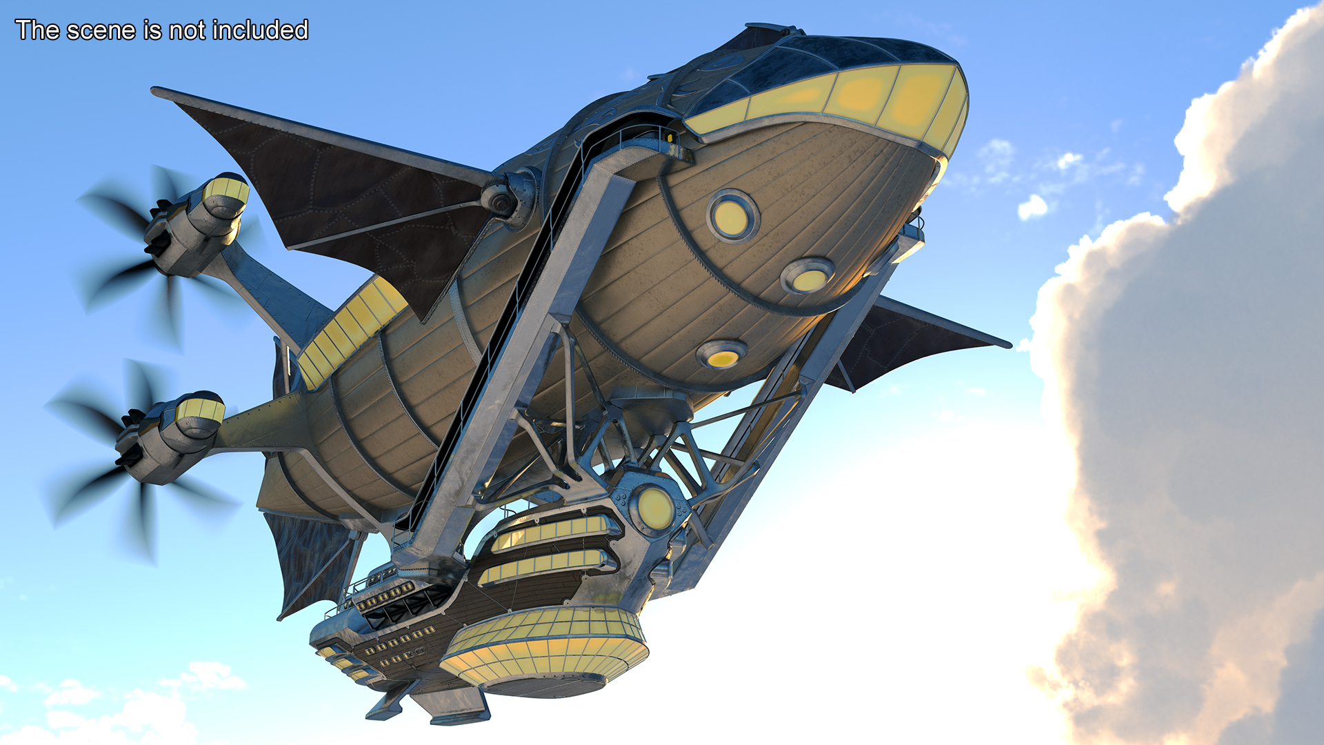 Steampunk Blimp Rigged 3D