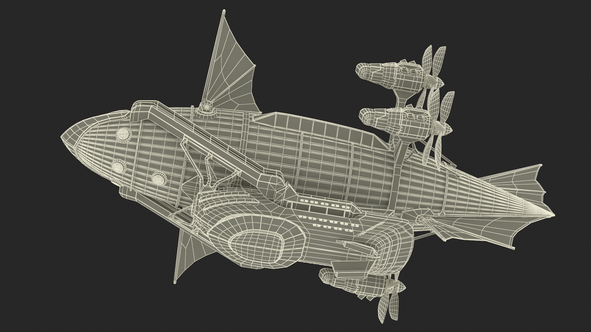Steampunk Blimp Rigged 3D