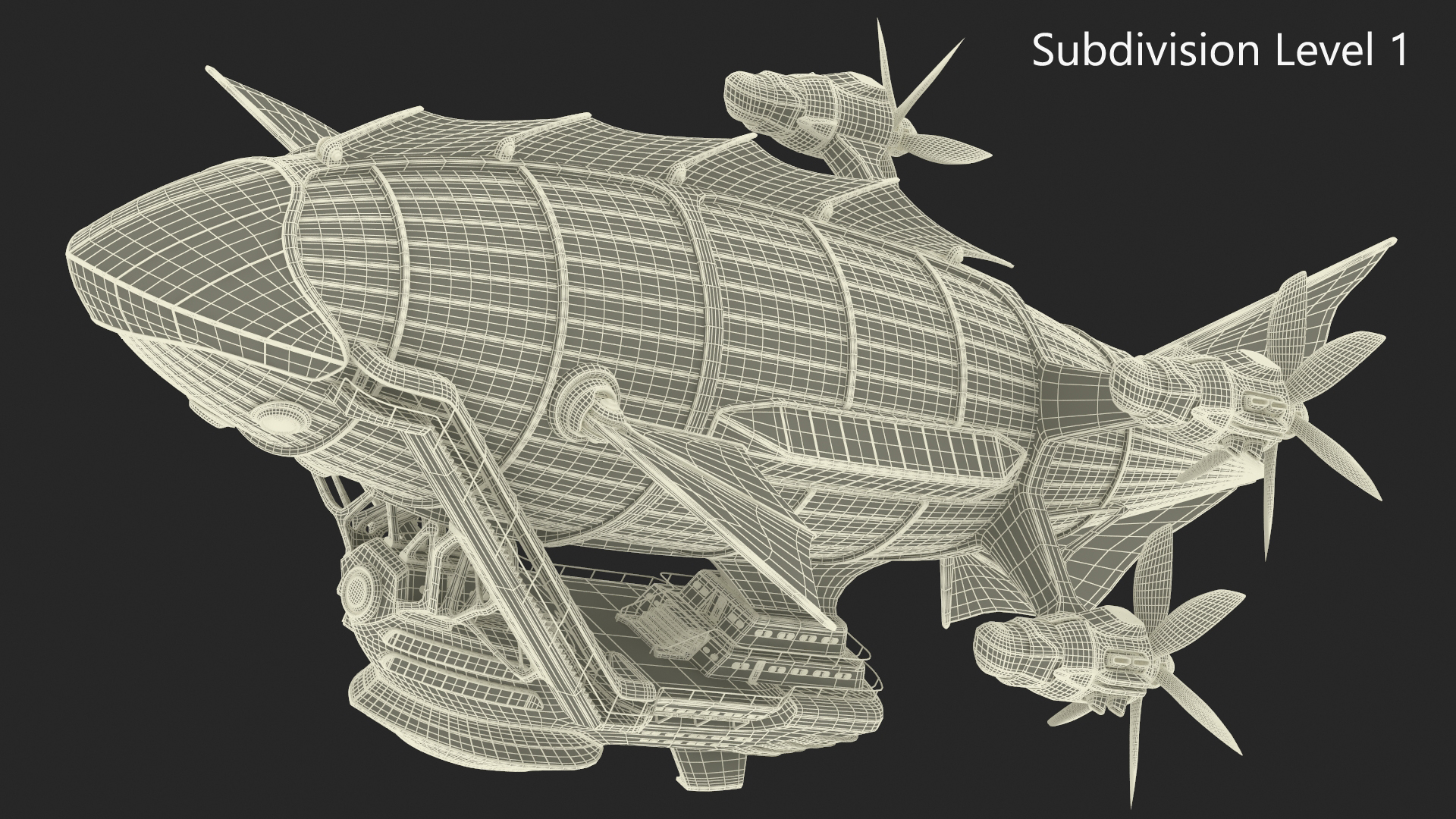 Steampunk Blimp Rigged 3D