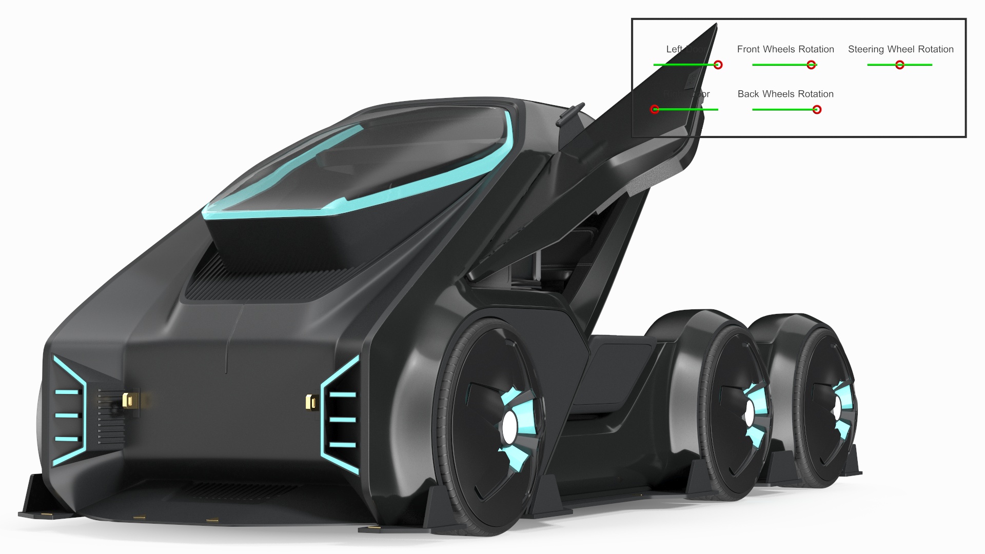 3D Fantastic Hi-Tech Truck Black Rigged