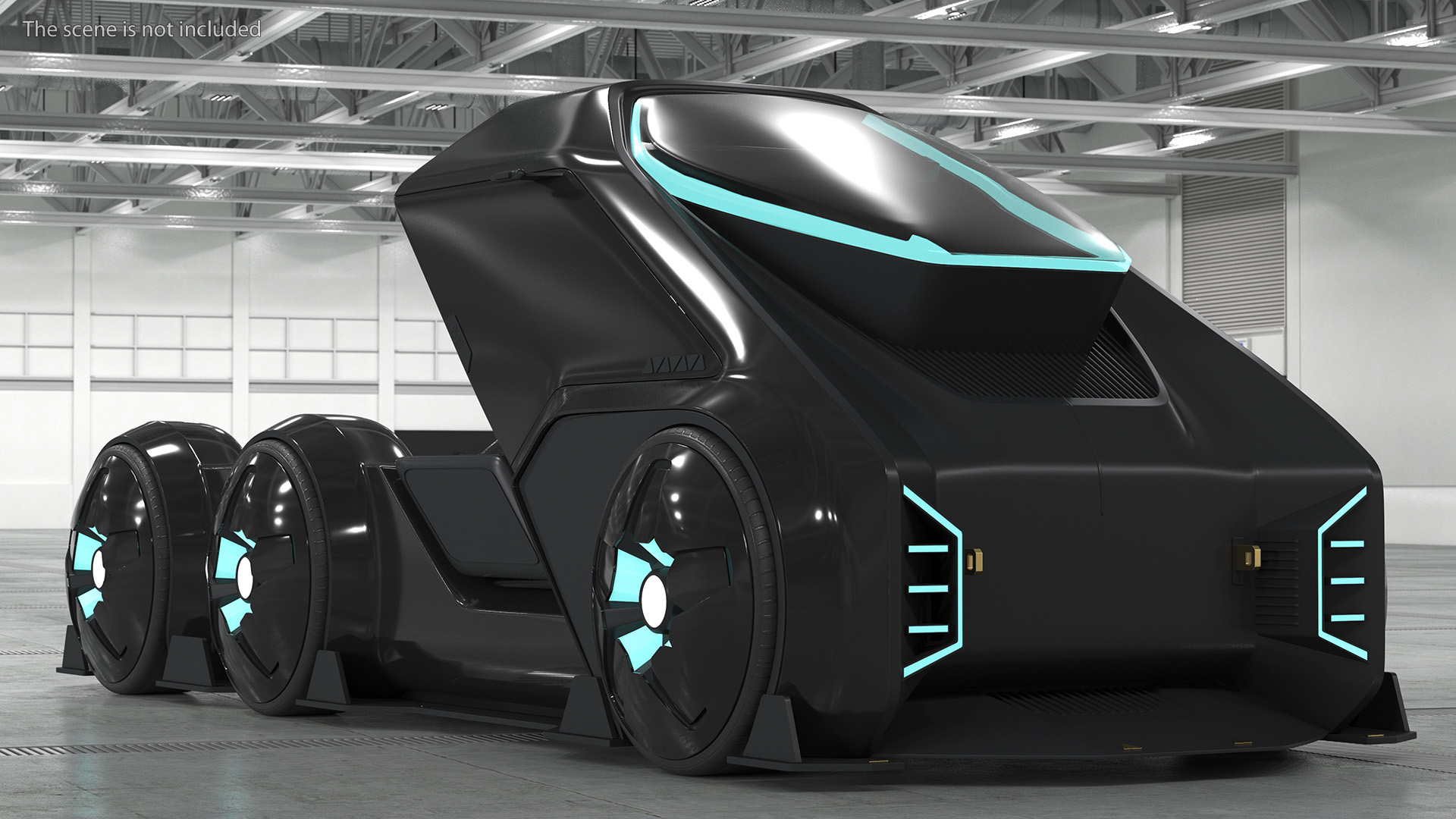 3D Fantastic Hi-Tech Truck Black Rigged