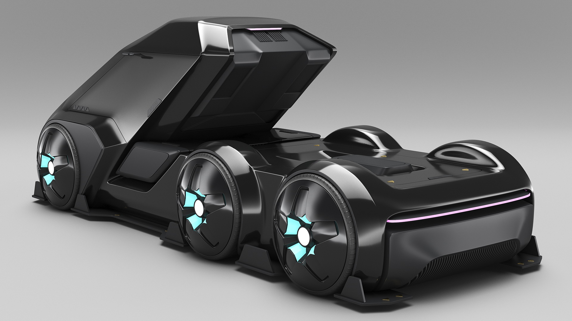 3D Fantastic Hi-Tech Truck Black Rigged