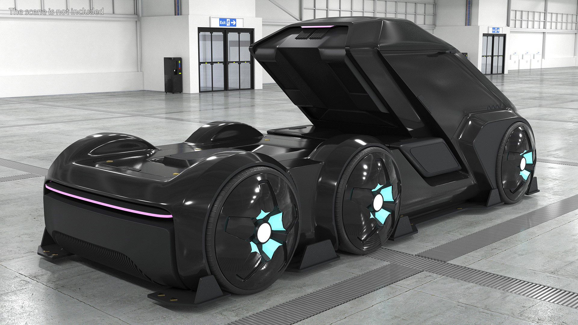 3D Fantastic Hi-Tech Truck Black Rigged