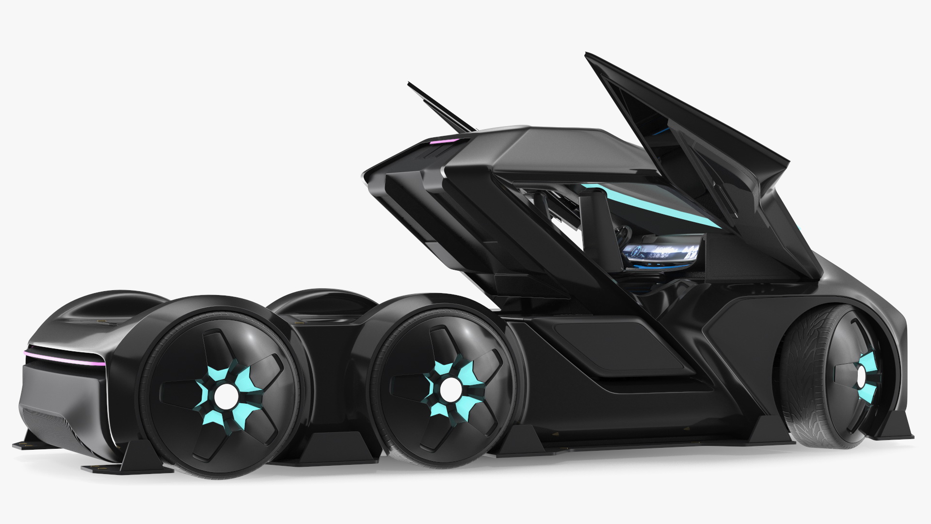 3D Fantastic Hi-Tech Truck Black Rigged