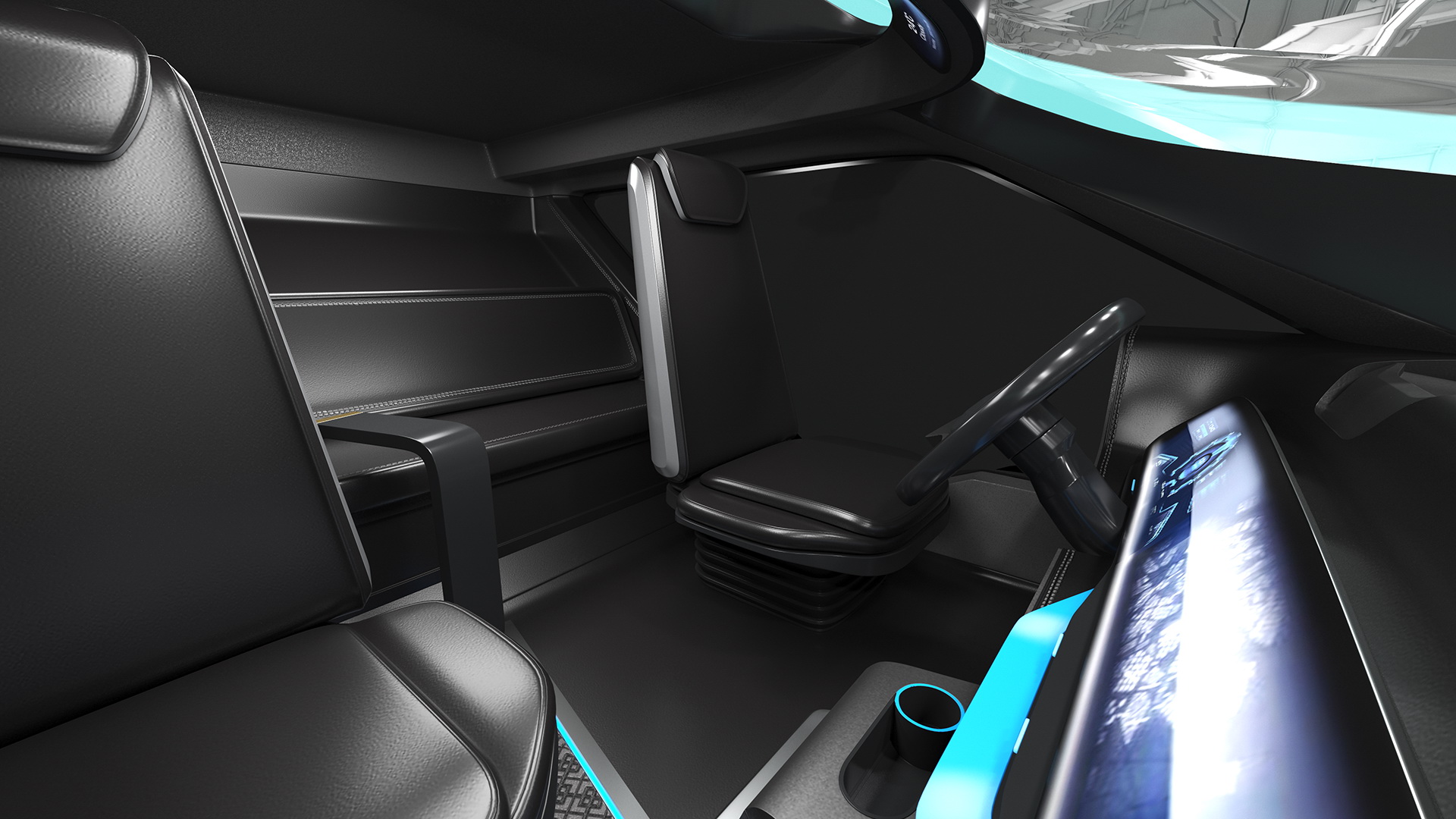 3D Fantastic Hi-Tech Truck Black Rigged