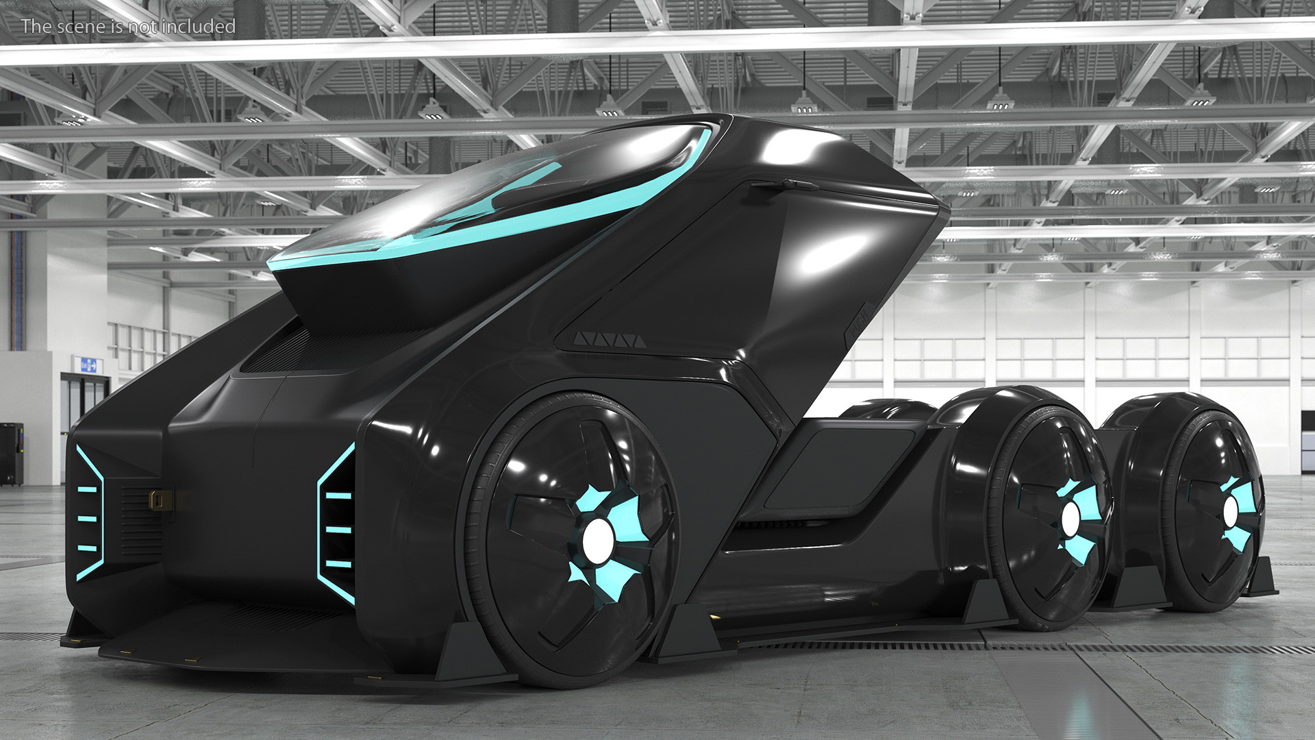 3D Fantastic Hi-Tech Truck Black Rigged