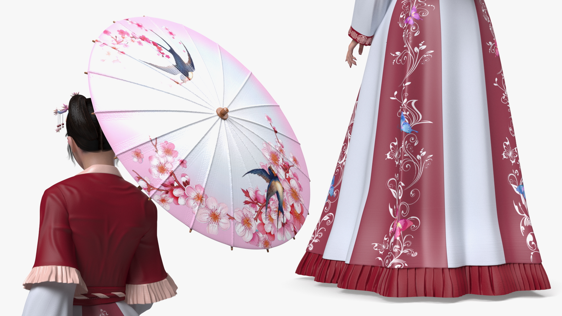 Chinese Traditional Style Woman Walking 3D model