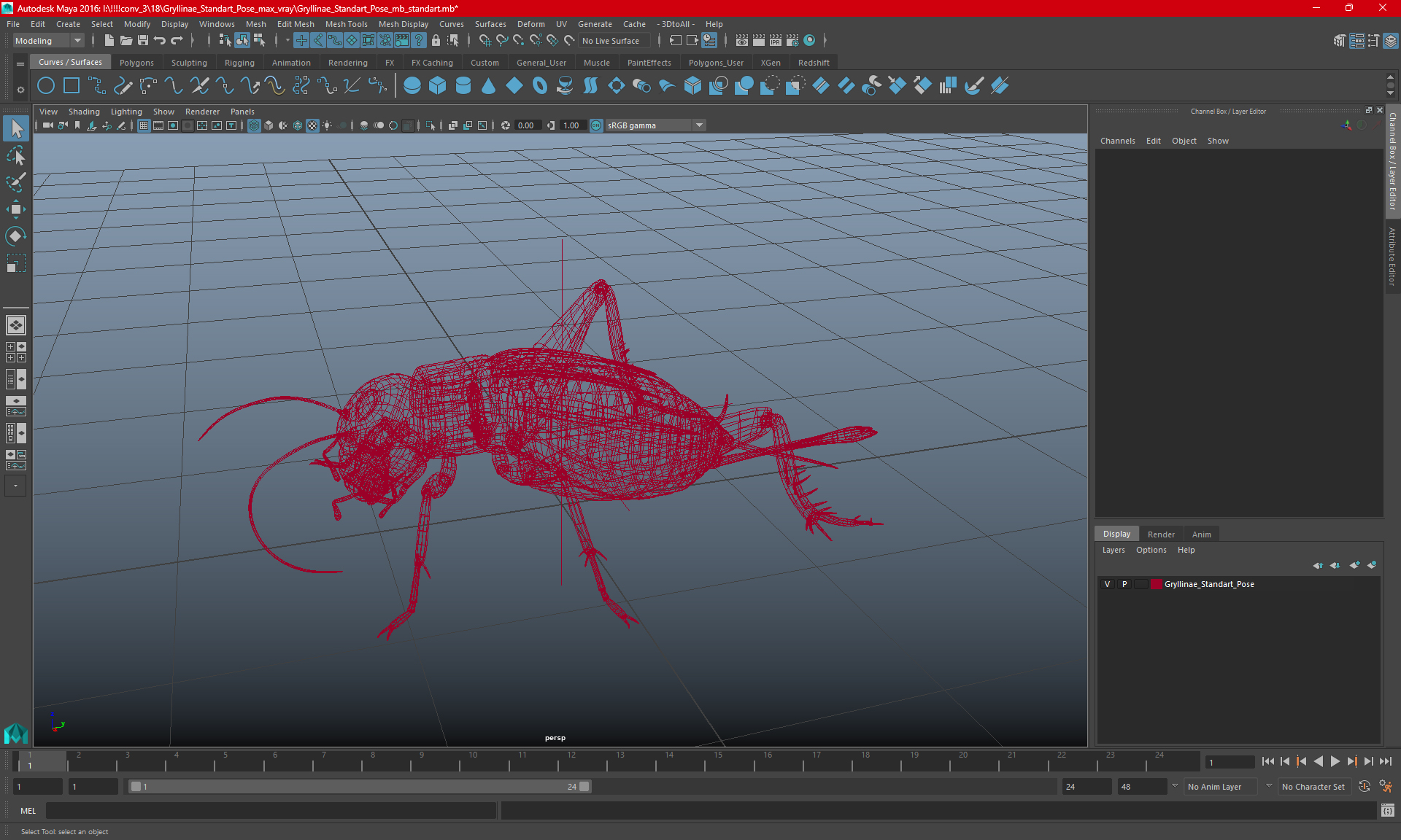 3D Gryllinae Standart Pose model