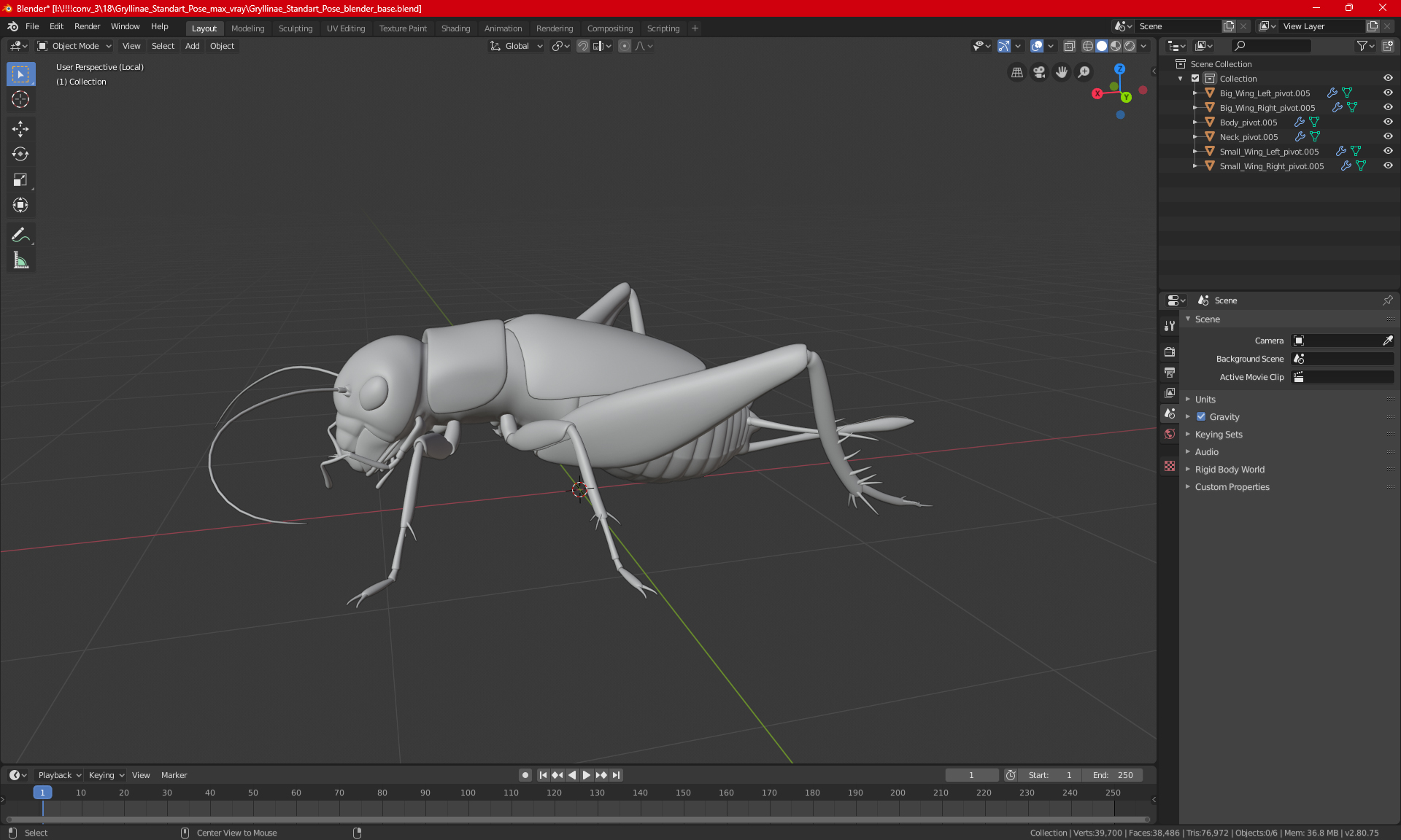 3D Gryllinae Standart Pose model