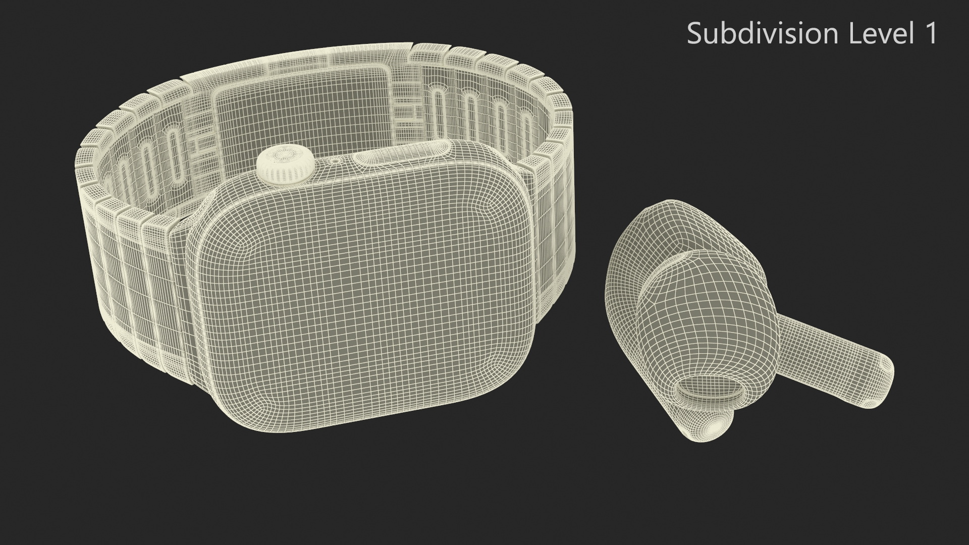 3D Apple Watch 10 Slate Titanium and AirPods 4 model