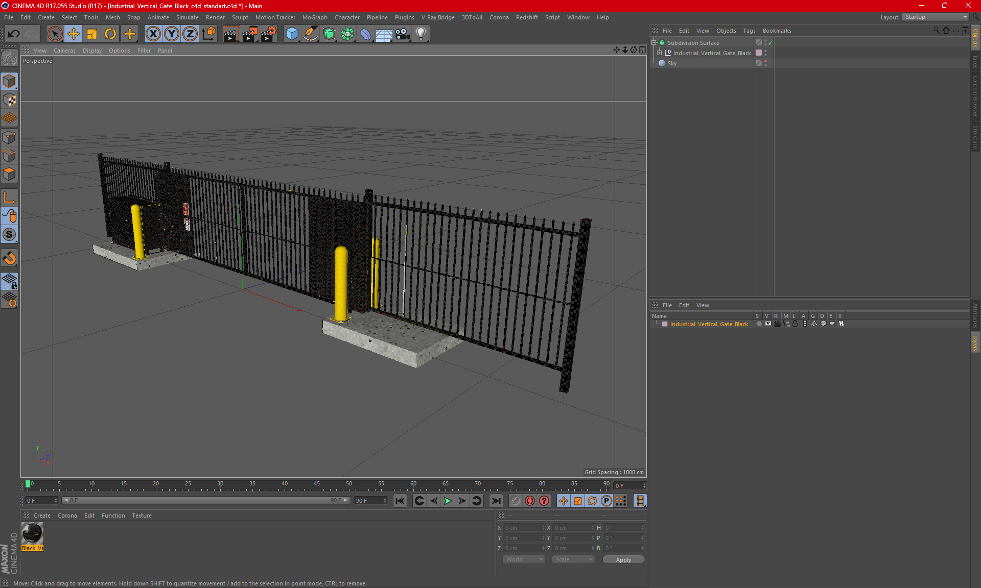 3D model Industrial Vertical Gate Black