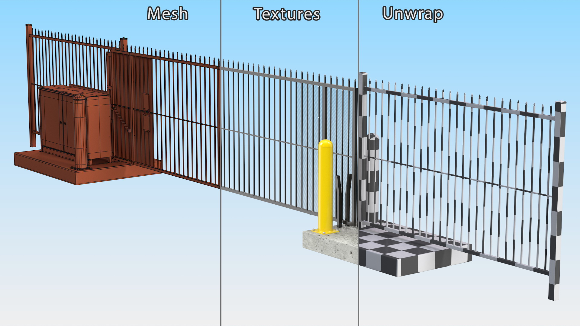 3D model Industrial Vertical Gate Black