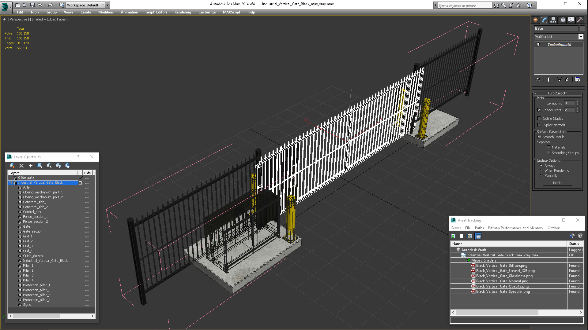 3D model Industrial Vertical Gate Black