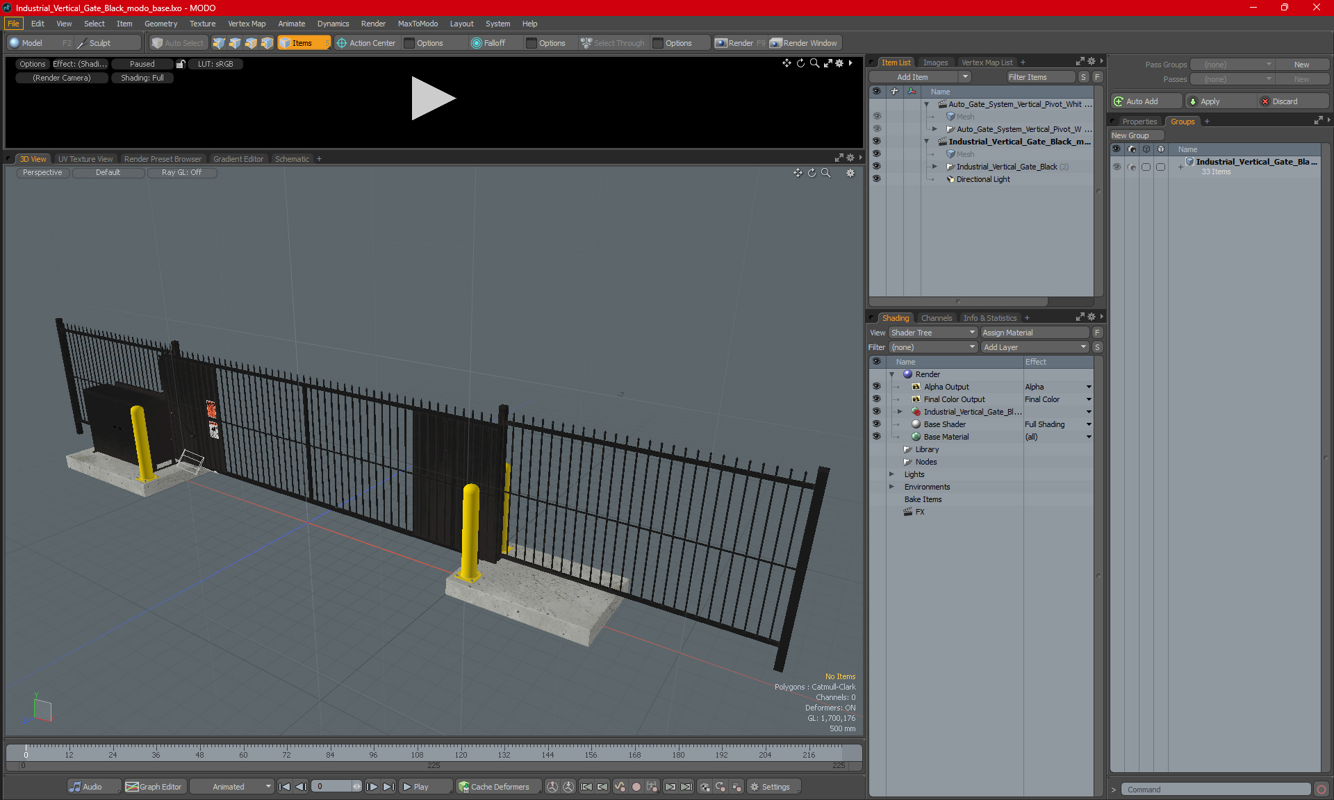 3D model Industrial Vertical Gate Black