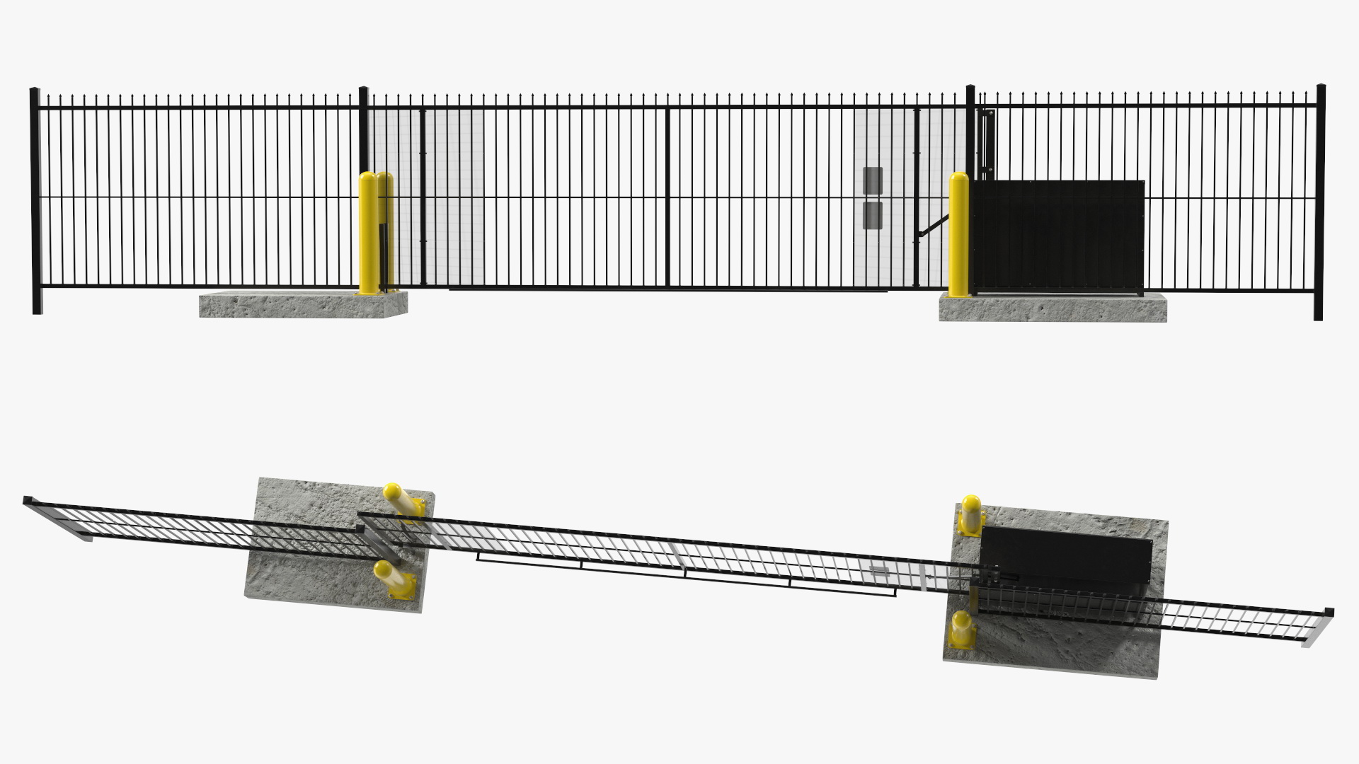 3D model Industrial Vertical Gate Black