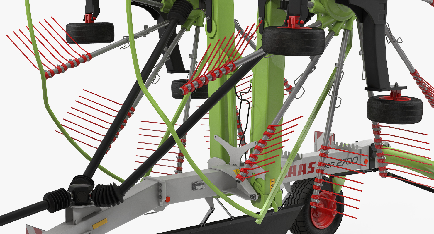 Tractor with Twin Rotor Rake Claas Liner 2700 Parked 3D