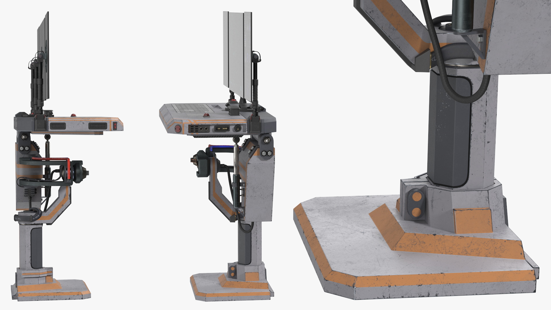 An Astronaut Input Data into Sci-fi Computer 3D model