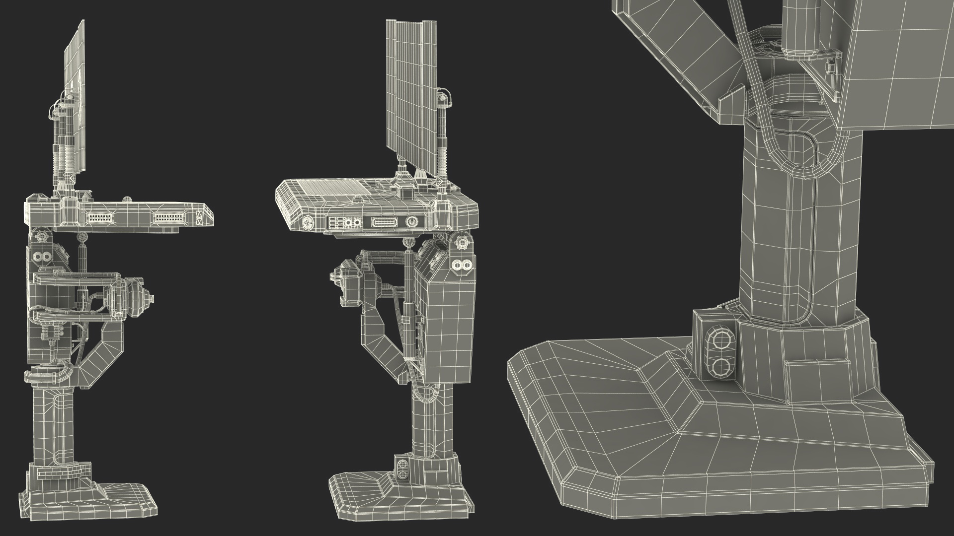 An Astronaut Input Data into Sci-fi Computer 3D model
