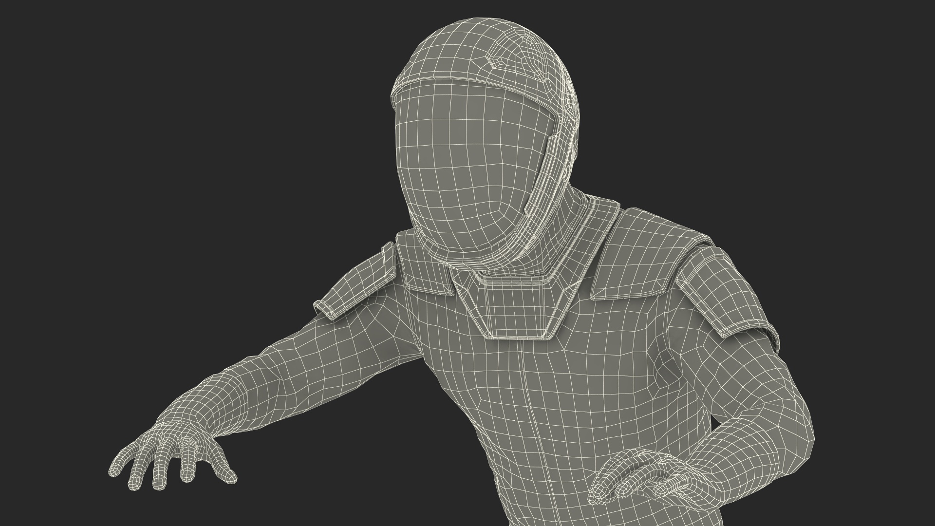 An Astronaut Input Data into Sci-fi Computer 3D model