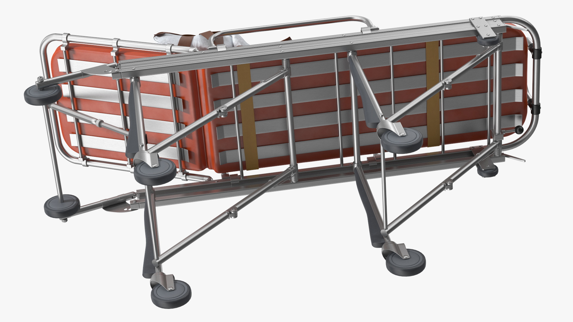 3D model Patient in Straitjacket on Hospital Stretcher