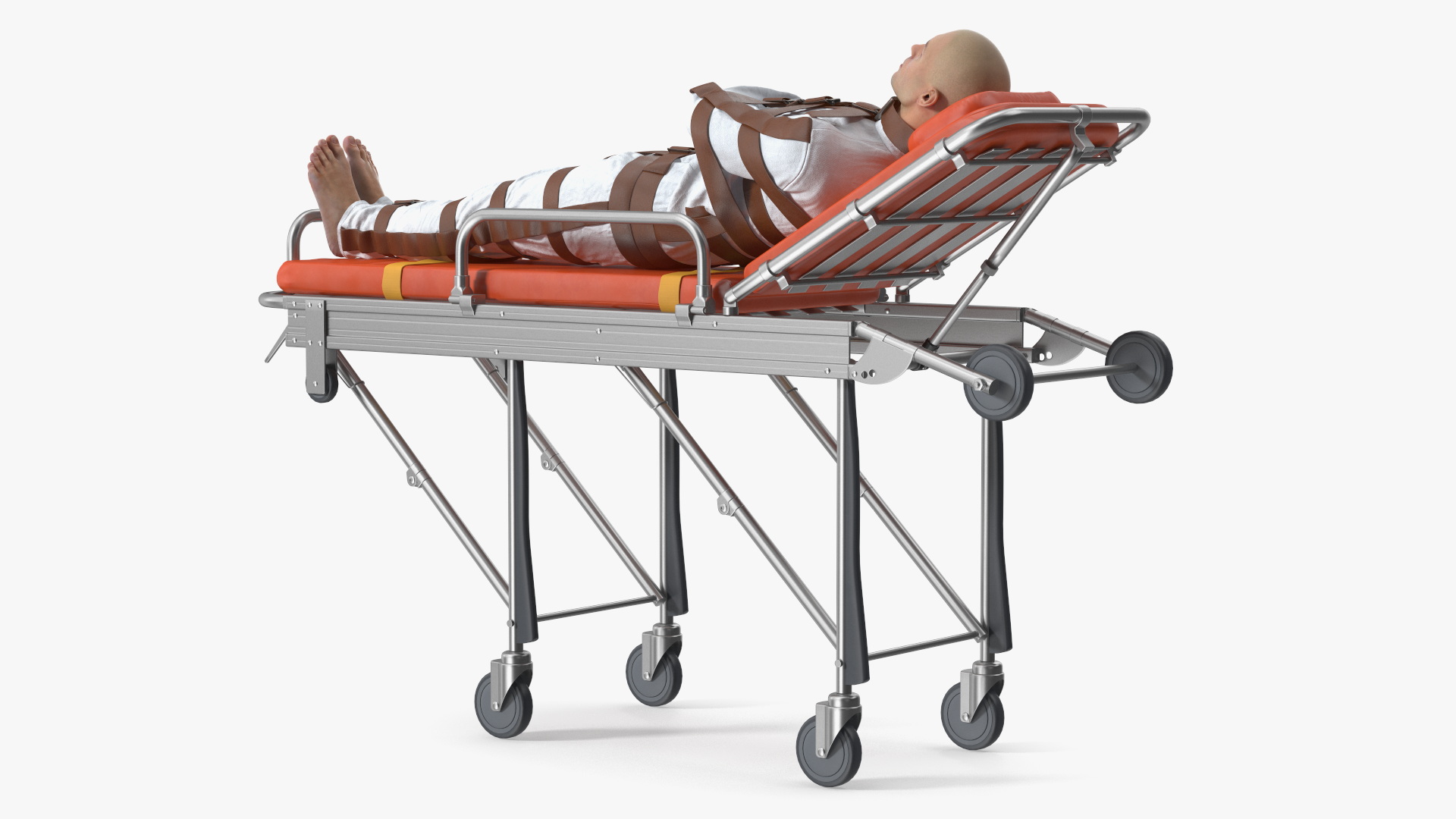 3D model Patient in Straitjacket on Hospital Stretcher