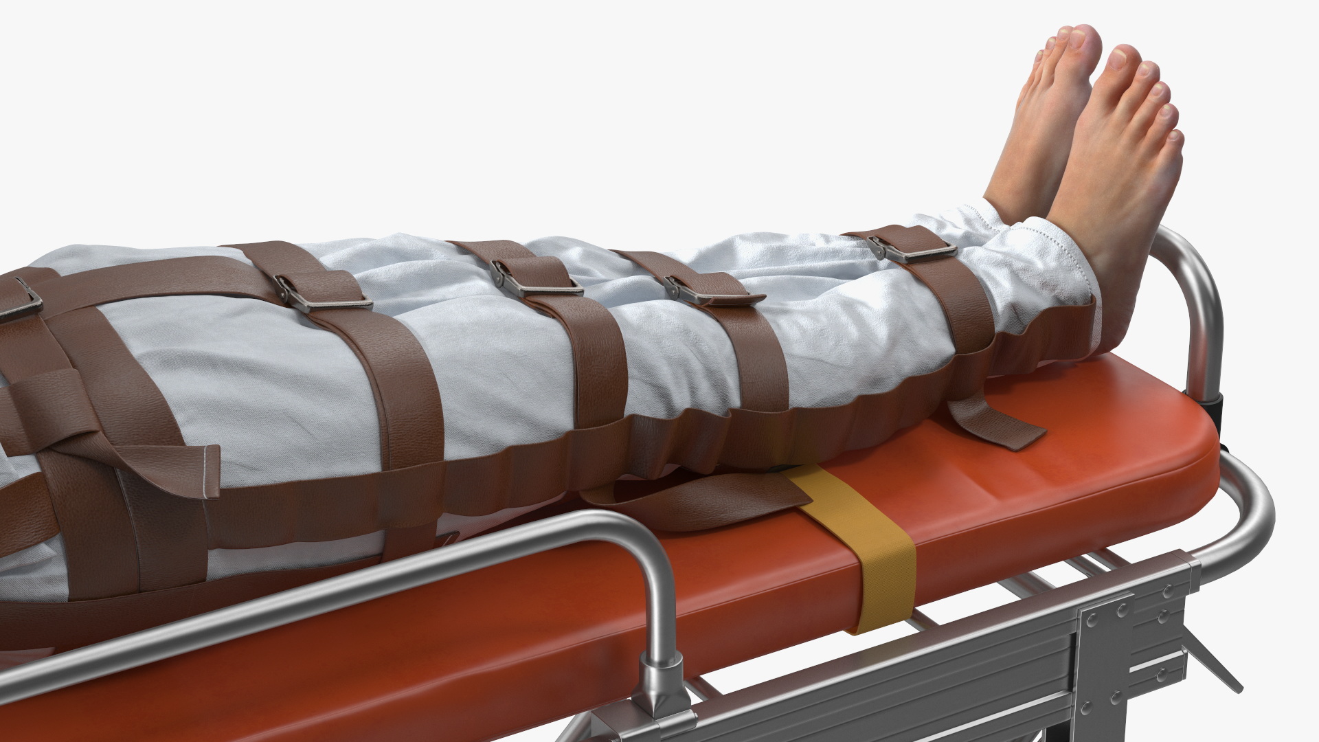 3D model Patient in Straitjacket on Hospital Stretcher