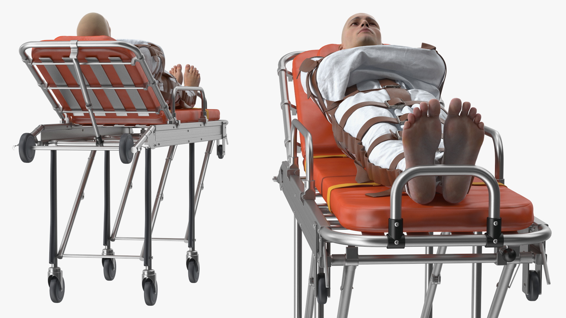3D model Patient in Straitjacket on Hospital Stretcher