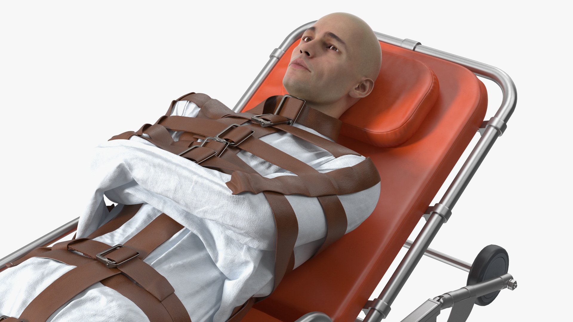 3D model Patient in Straitjacket on Hospital Stretcher