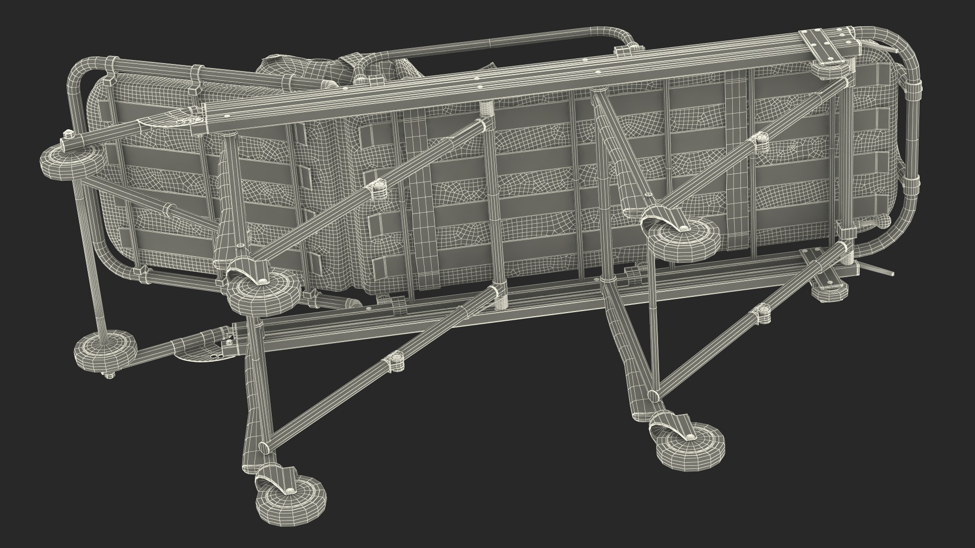 3D model Patient in Straitjacket on Hospital Stretcher