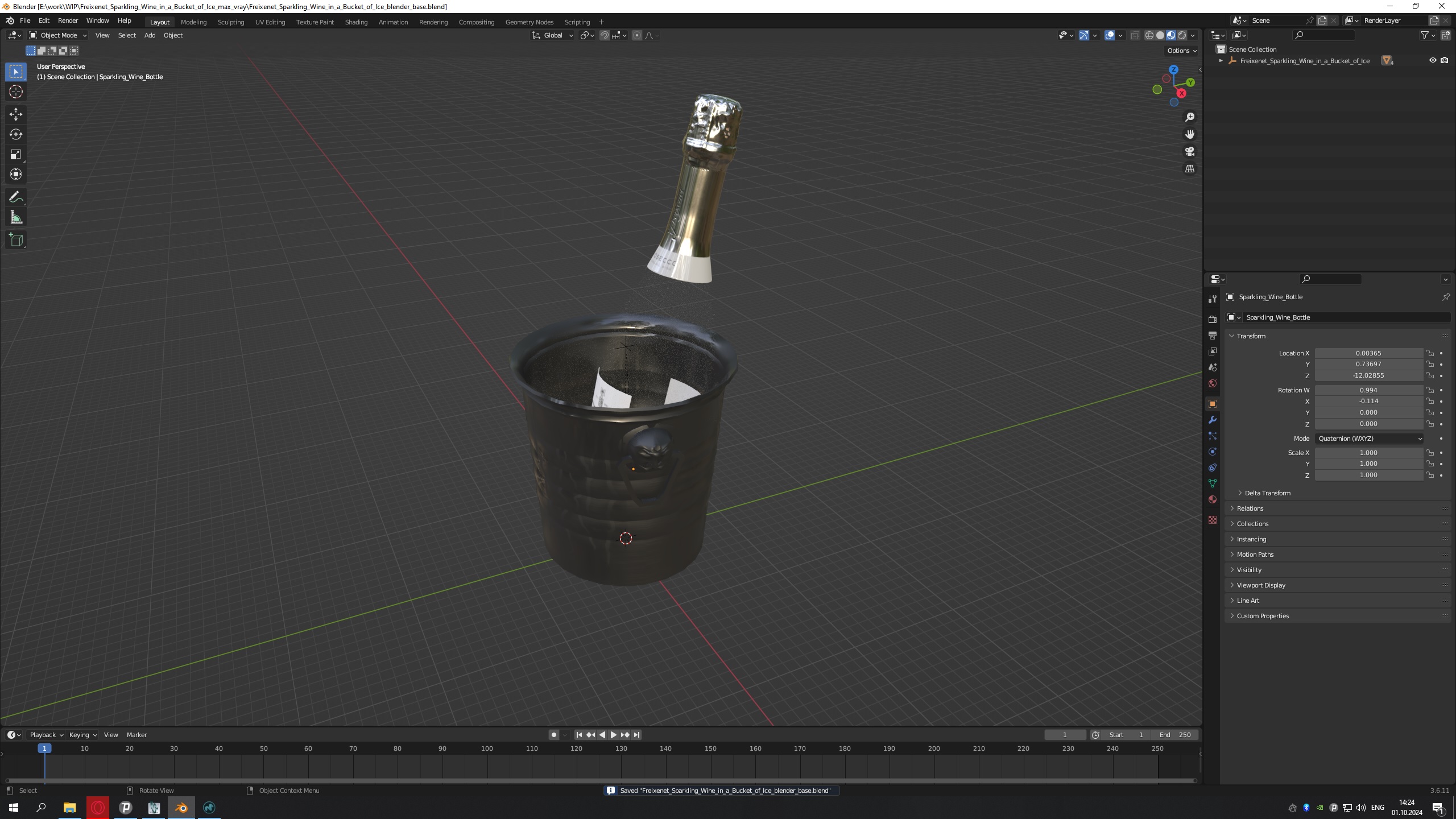 3D Freixenet Sparkling Wine in a Bucket of Ice model