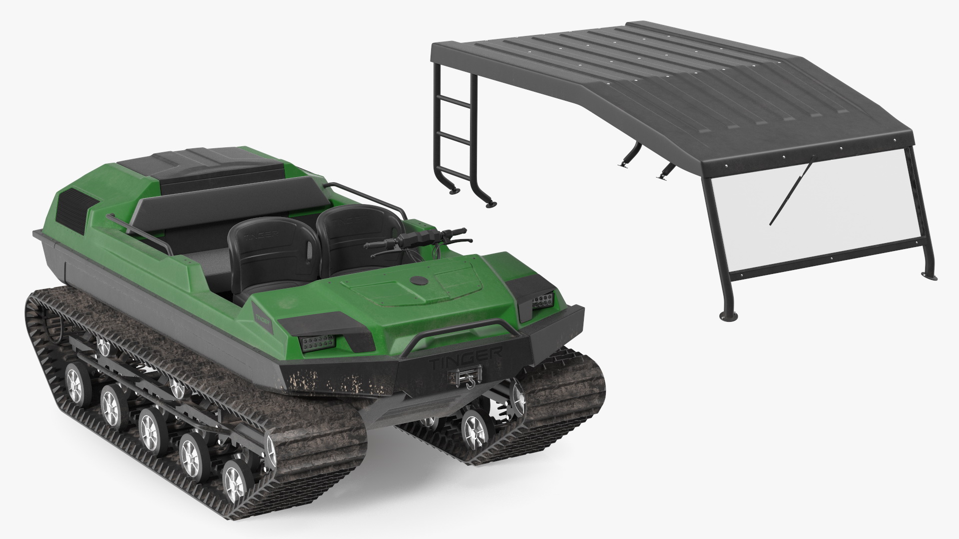 3D Dirty Tinger Track Vehicle Rigged model