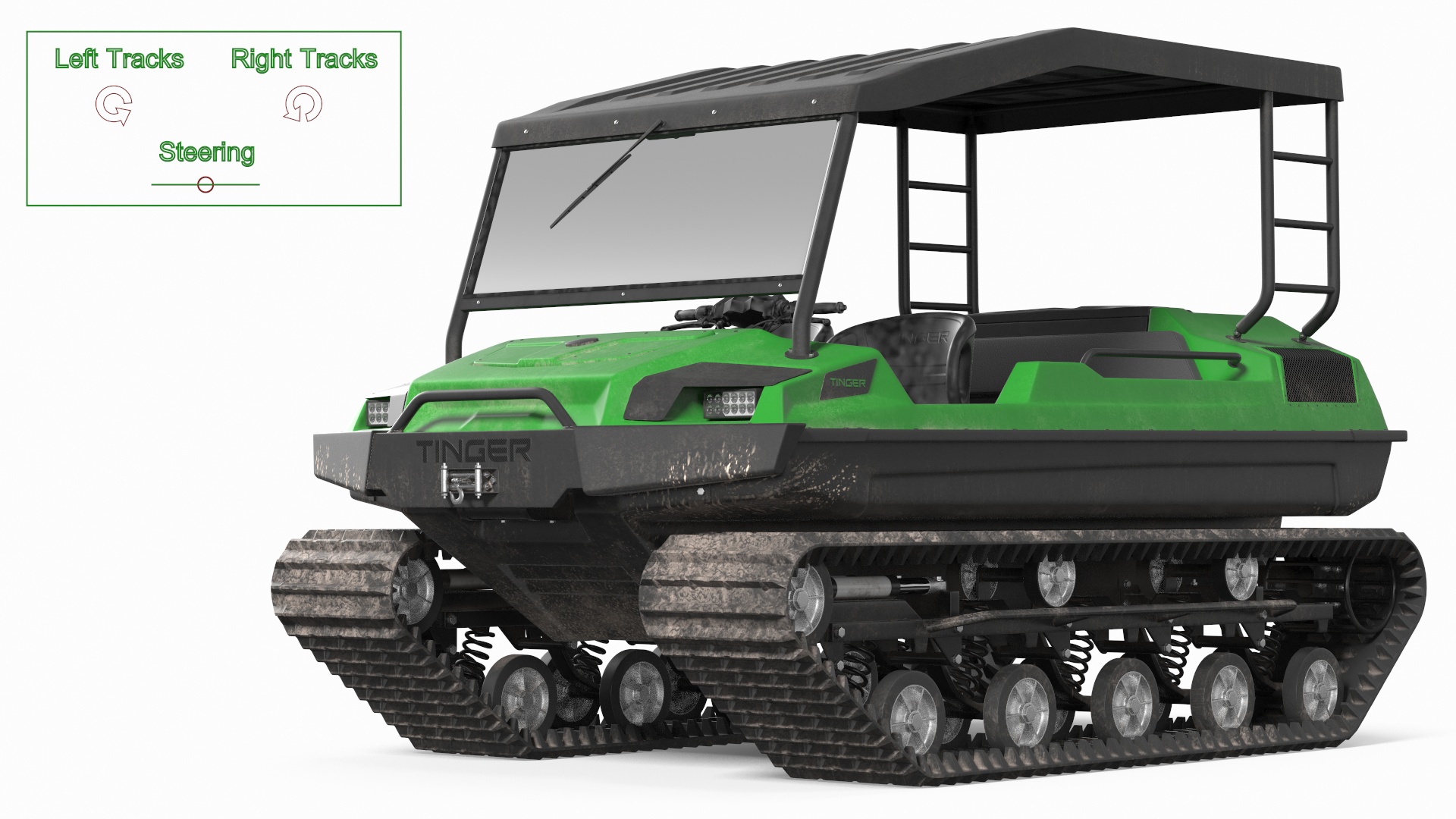 3D Dirty Tinger Track Vehicle Rigged model