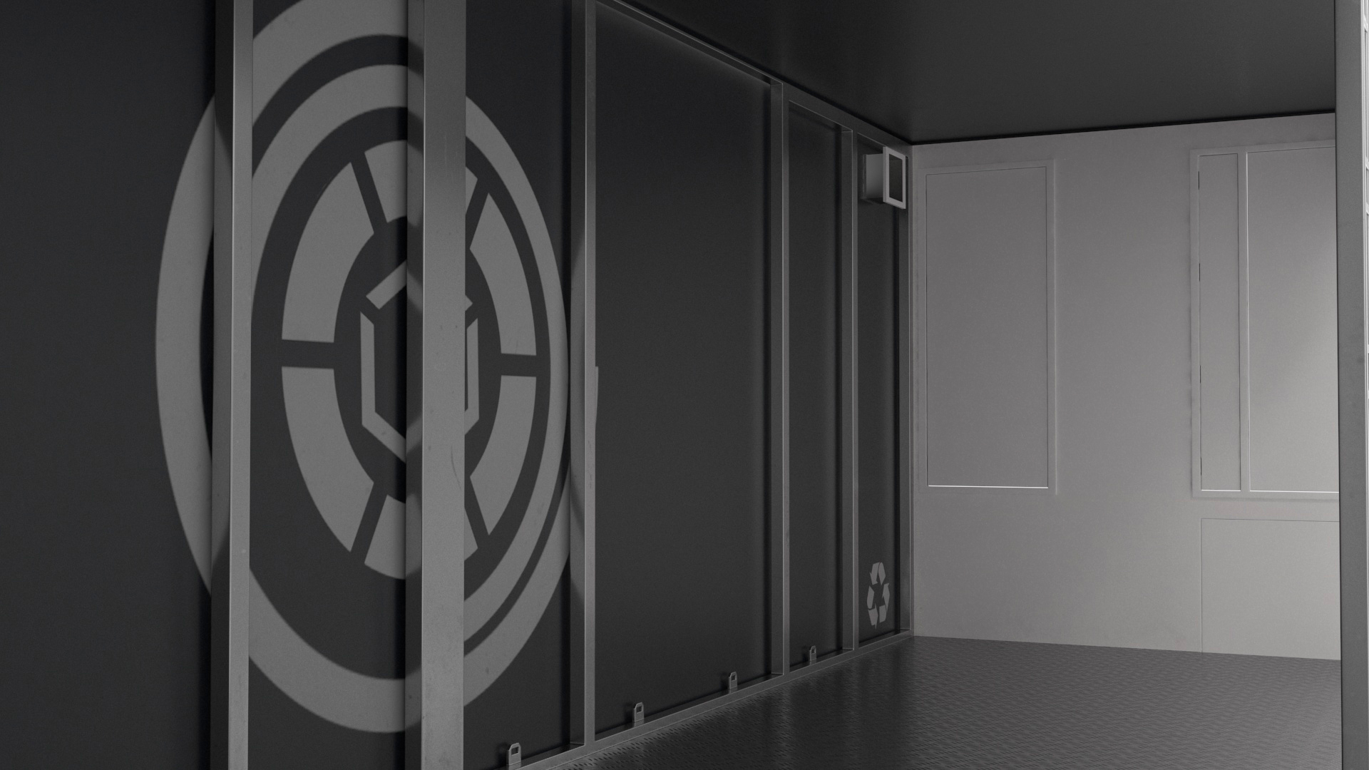 Container Data Center Simple Interior 3D