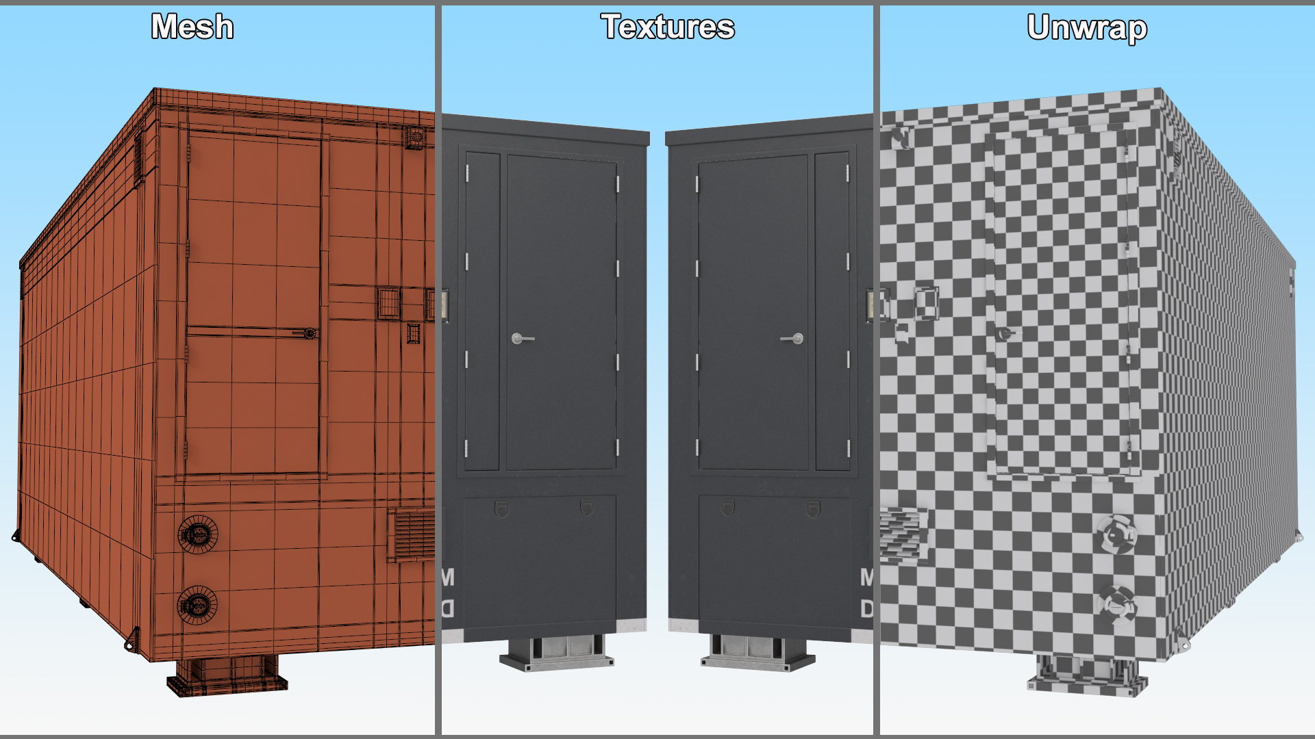 Container Data Center Simple Interior 3D