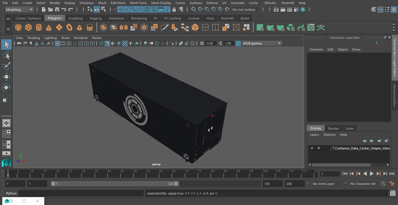 Container Data Center Simple Interior 3D