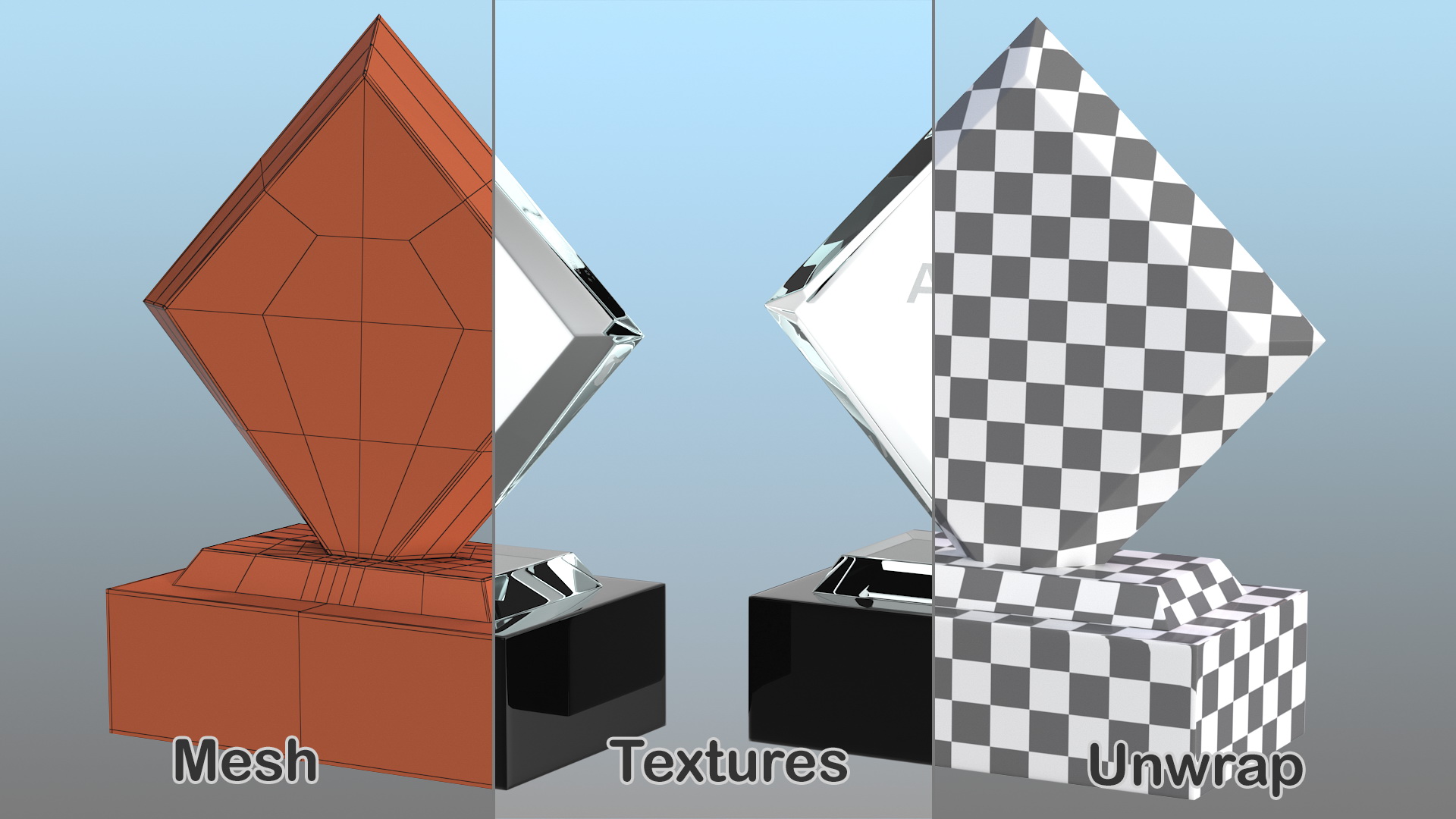 3D Rectangle Glass Award Trophy model