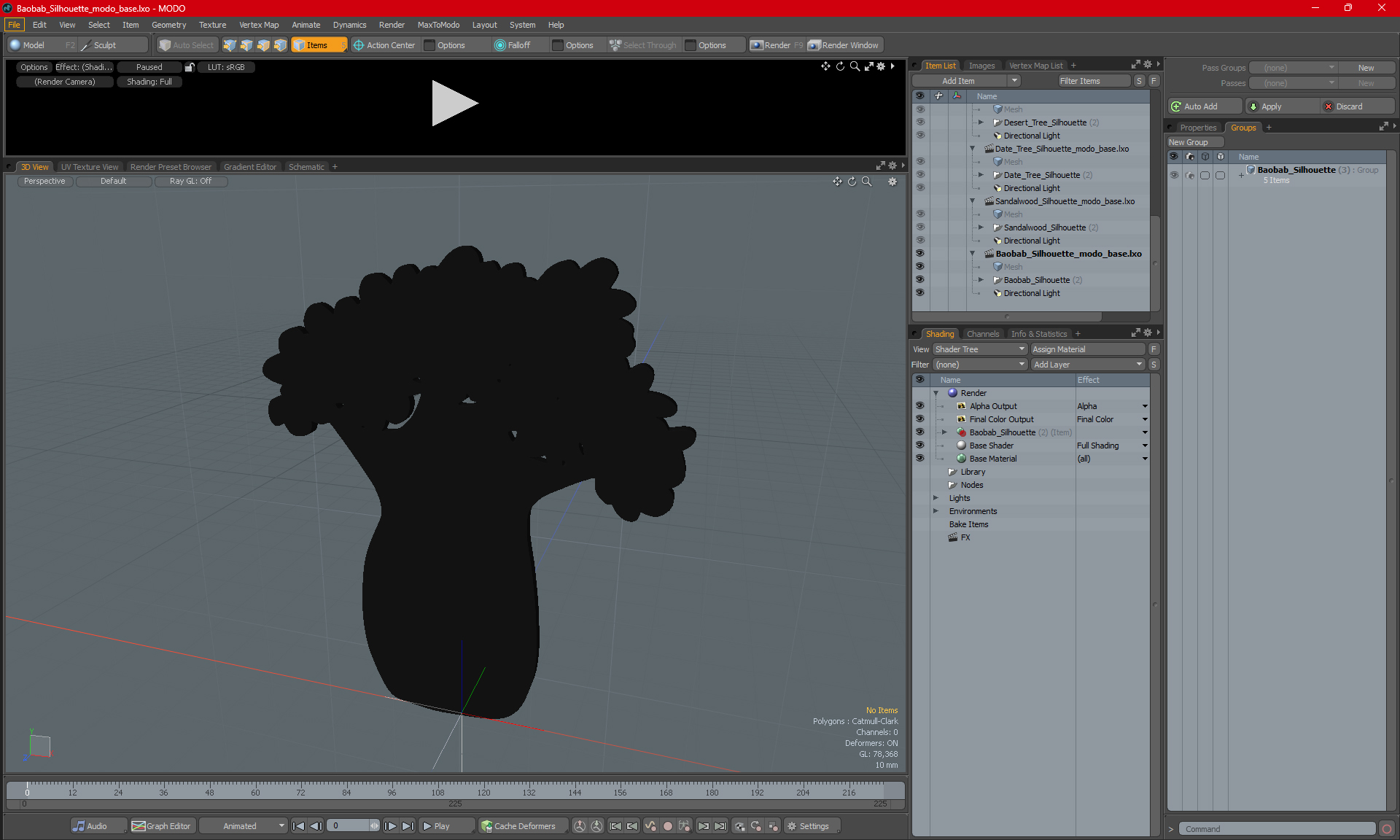 Baobab Silhouette 3D