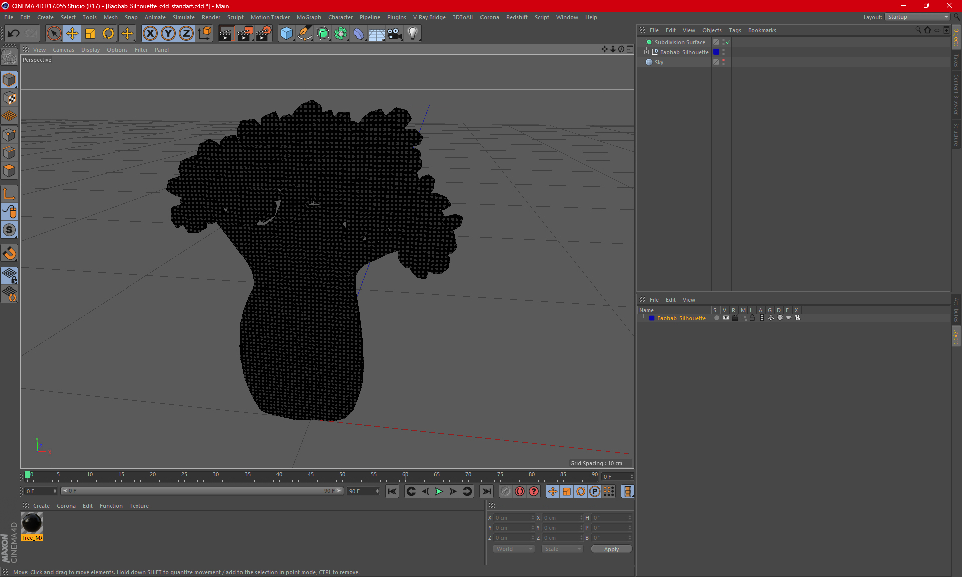 Baobab Silhouette 3D