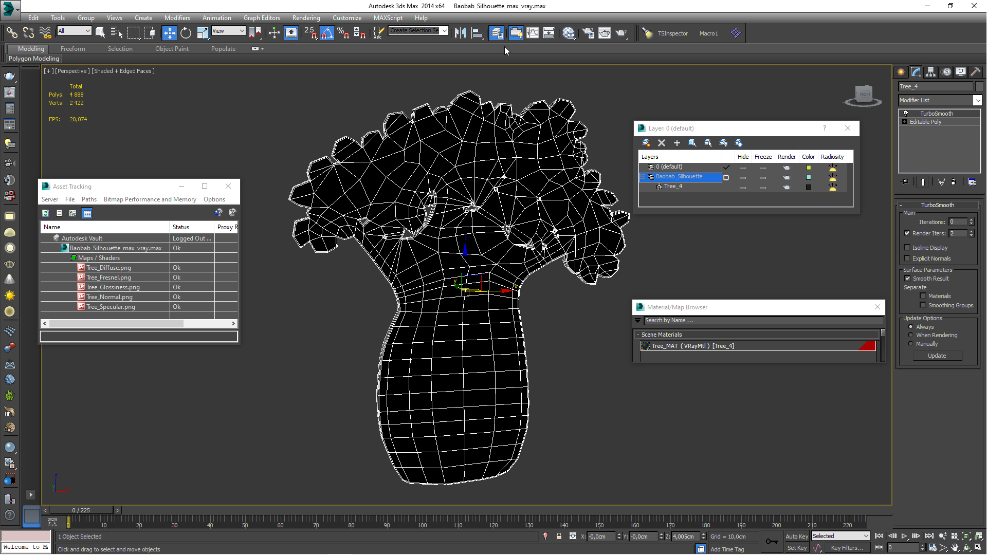 Baobab Silhouette 3D