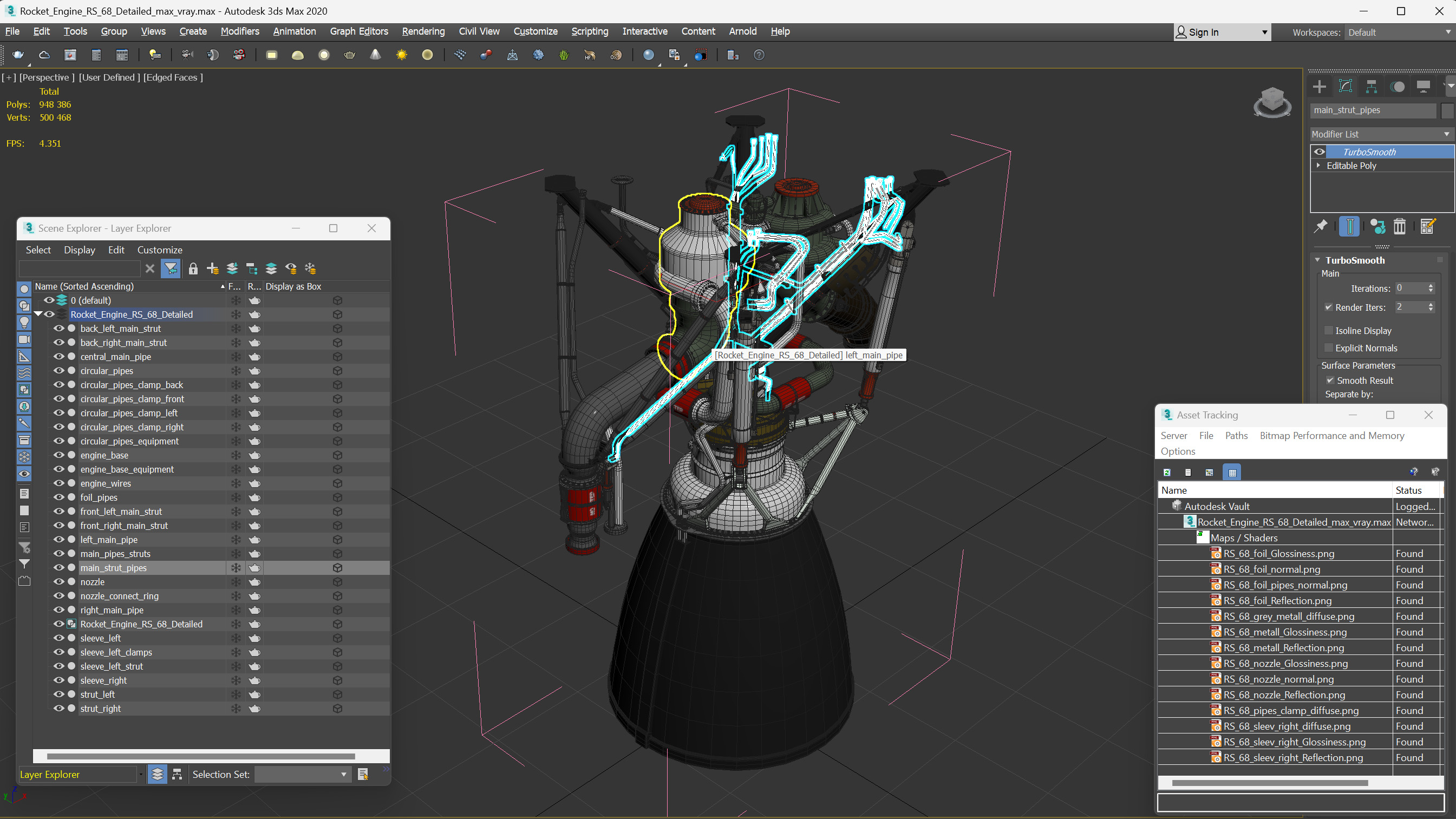 3D Rocket Engine RS 68 Detailed model