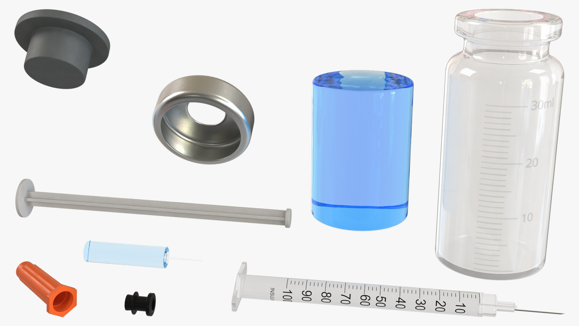 Medical Vial with 1Ml Syringe Orange - view 4