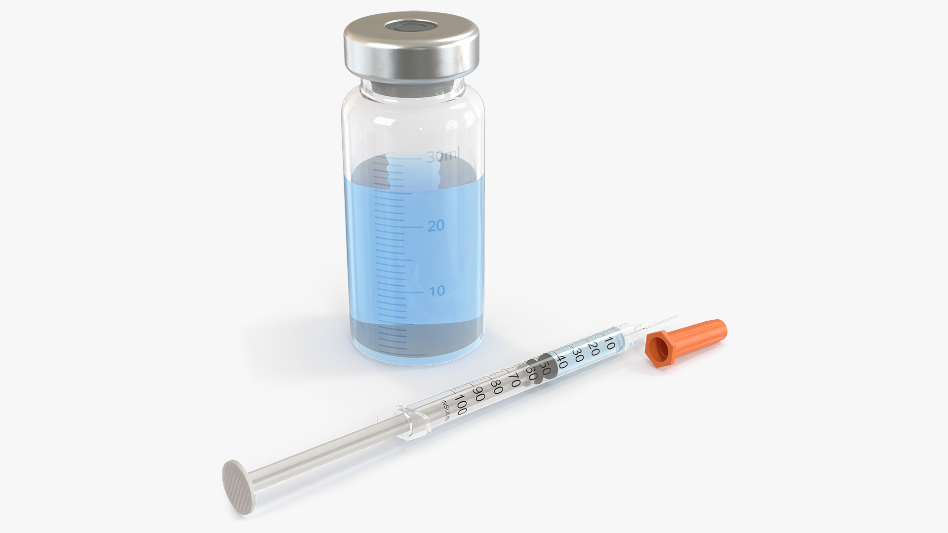Medical Vial with 1Ml Syringe Orange 3D model preview