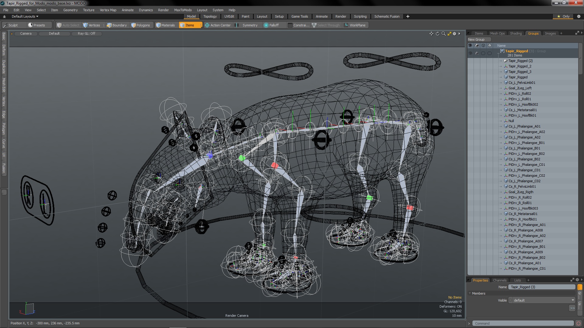 3D Tapir Rigged for Modo