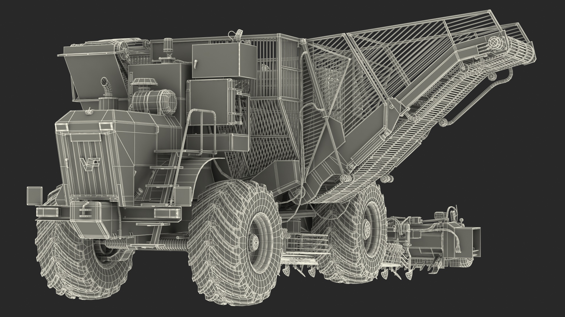 Self Propelled Beet Harvester Dusty Rigged 3D