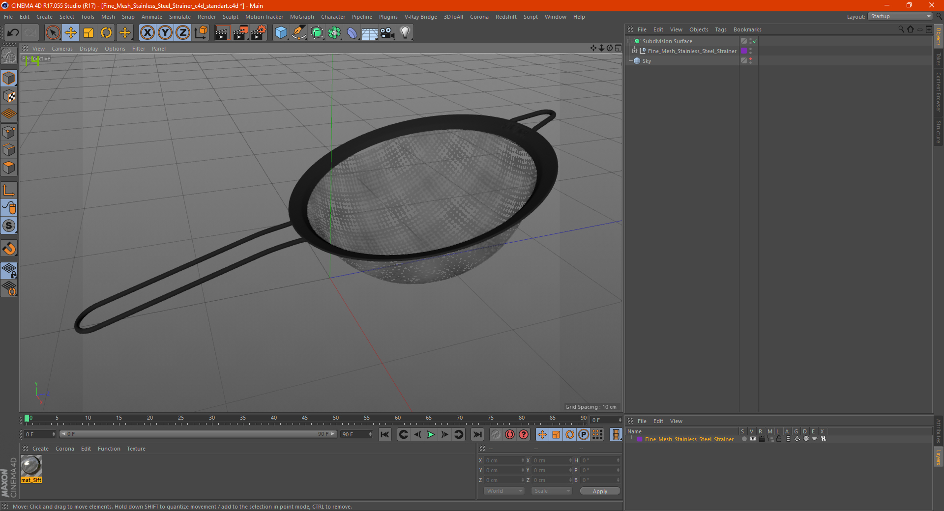 Fine Mesh Stainless Steel Strainer 3D model
