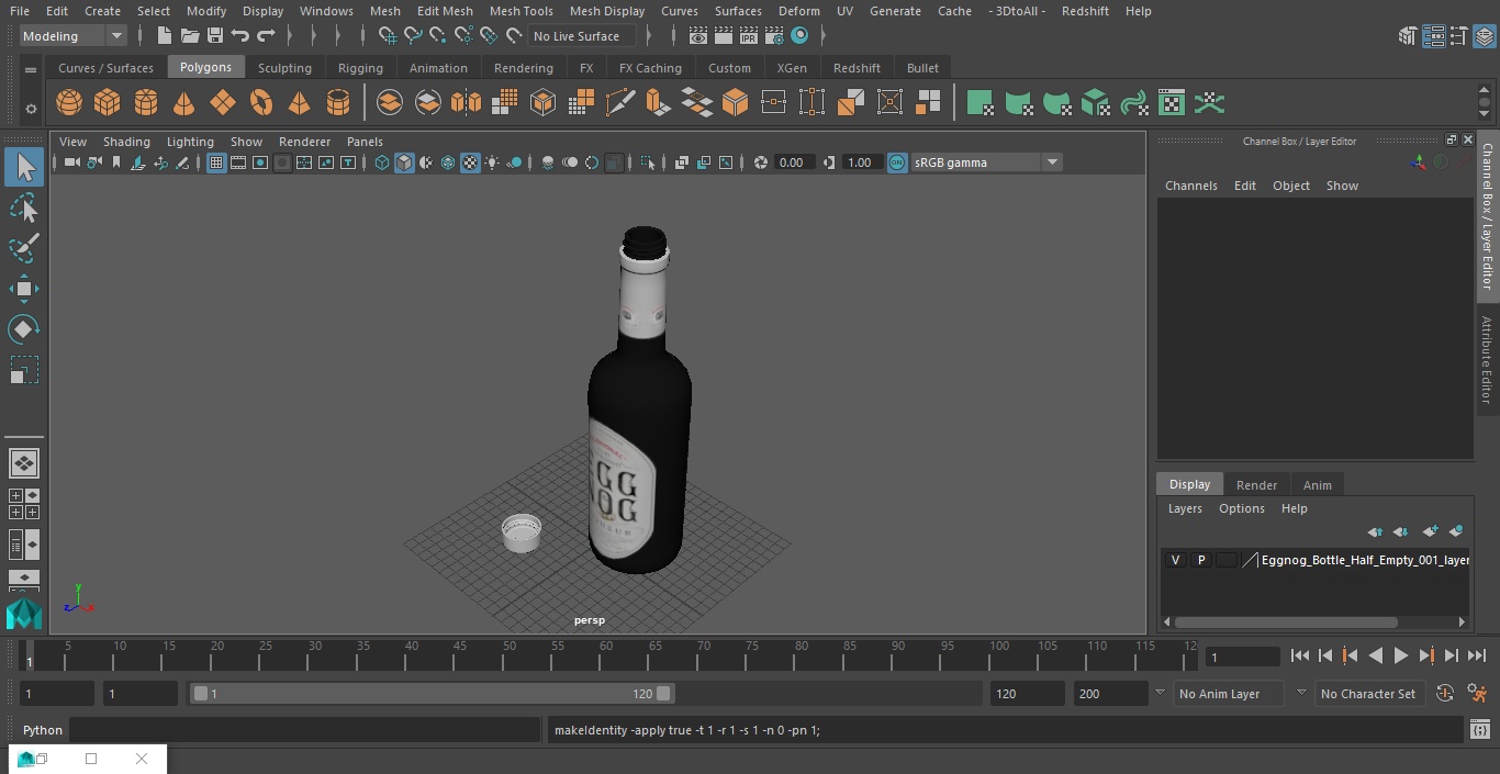 Eggnog Bottle Half Empty 3D model