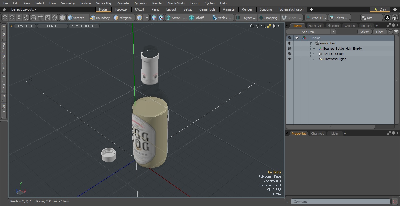 Eggnog Bottle Half Empty 3D model