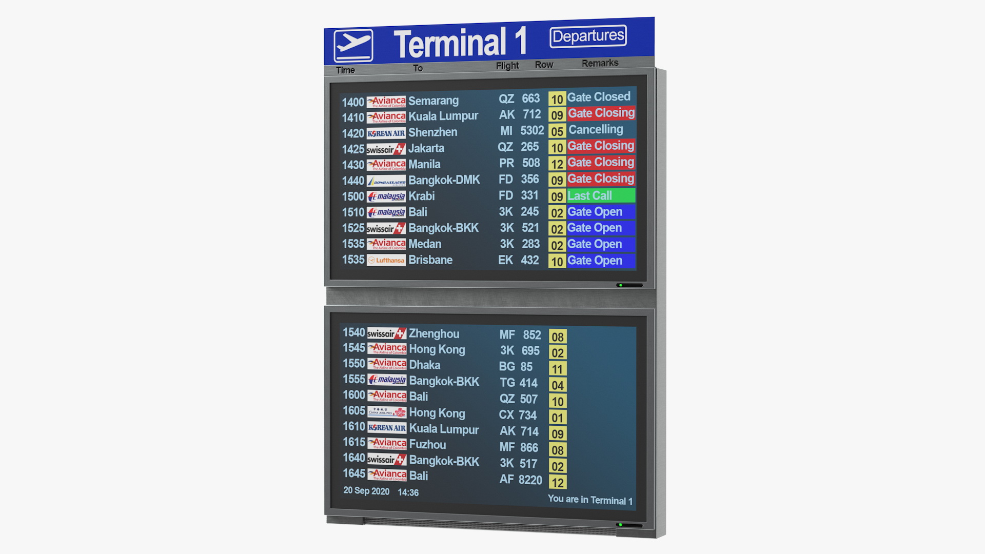 Flight Board Information Display 3D