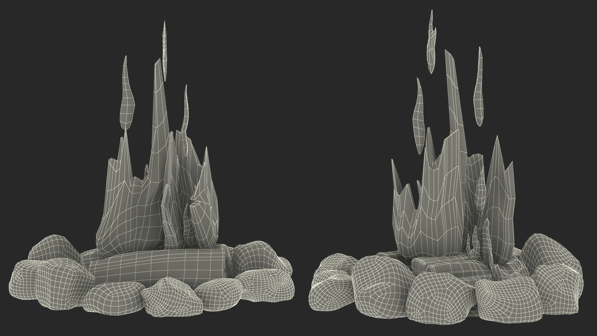 Campfire with Stones Around 3D
